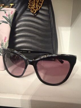 Ted Baker Black Cat-Eye Sunglasses with Pink Gradient Lenses